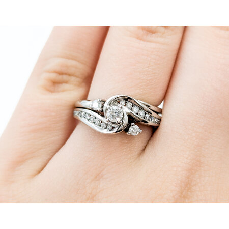 Ring Engagement Set Soldered Engagement .15ct Round Diamond .25ctw Diamonds 14kw sz5.5 224080300