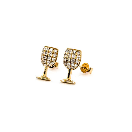 Earrings Wine Glasses .55ctw Diamonds 14ky 13.5x7.5mm 122100143