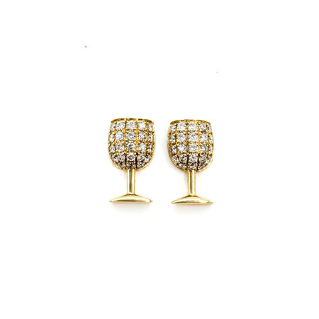 Earrings Wine Glasses .55ctw Diamonds 14ky 13.5x7.5mm 122100143