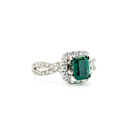 Ring .75ctw Round Diamonds .96ct Emerald 14kw Sz7 10x10mm 124060180