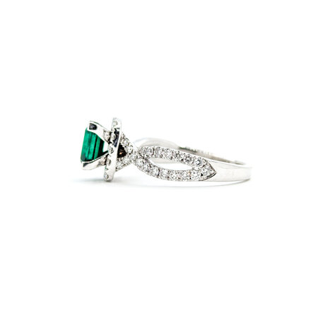 Ring .75ctw Round Diamonds .96ct Emerald 14kw Sz7 10x10mm 124060180