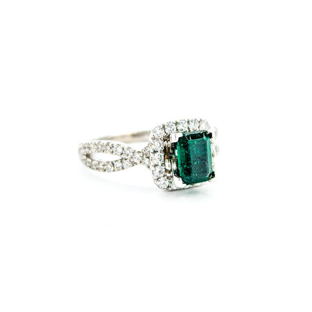 Ring .75ctw Round Diamonds .96ct Emerald 14kw Sz7 10x10mm 124060180