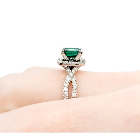 Ring .75ctw Round Diamonds .96ct Emerald 14kw Sz7 10x10mm 124060180