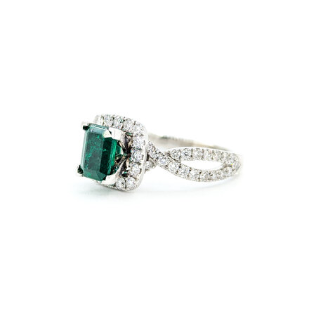 Ring .75ctw Round Diamonds .96ct Emerald 14kw Sz7 10x10mm 124060180