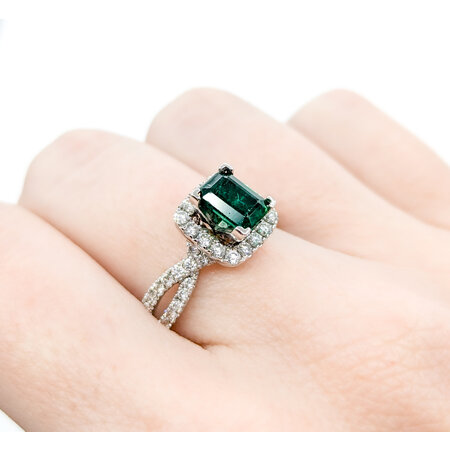 Ring .75ctw Round Diamonds .96ct Emerald 14kw Sz7 10x10mm 124060180