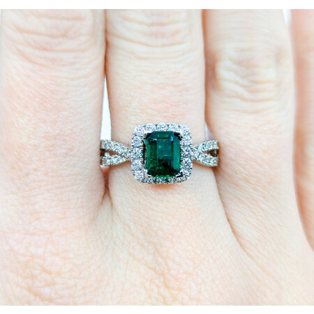 Ring .75ctw Round Diamonds .96ct Emerald 14kw Sz7 10x10mm 124060180