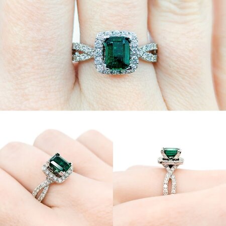 Ring .75ctw Round Diamonds .96ct Emerald 14kw Sz7 10x10mm 124060180