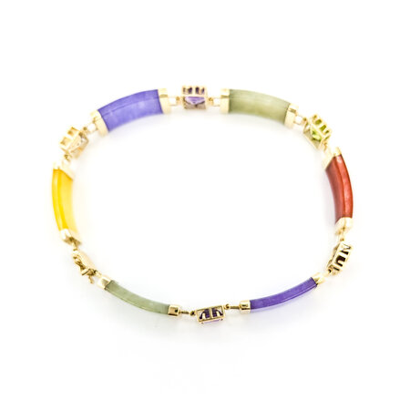 Bracelet Jade,Amethyst,Garnet,Peridot,Citrine 14ky Multi Color 7.25" 7.5mm 224083524