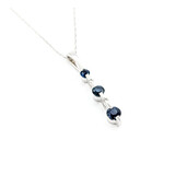  Pendant Drop W/Chain .01ctw Round Diamonds .33ctw Sapphire 25x3.5mm 14kw 18" 224081253