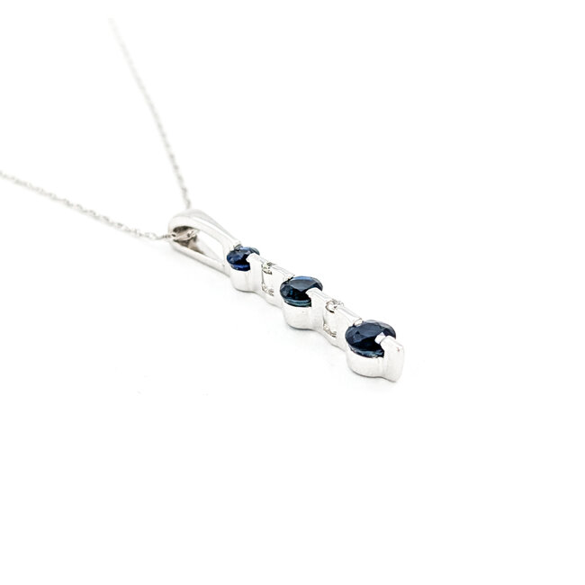 Pendant Drop W/Chain .01ctw Round Diamonds .33ctw Sapphire 25x3.5mm 14kw 18" 224081253