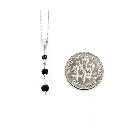 Pendant Drop W/Chain .01ctw Round Diamonds .33ctw Sapphire 25x3.5mm 14kw 18" 224081253