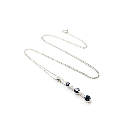 Pendant Drop W/Chain .01ctw Round Diamonds .33ctw Sapphire 25x3.5mm 14kw 18" 224081253