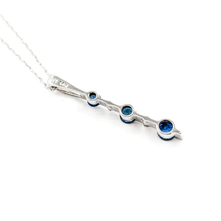 Pendant Drop W/Chain .01ctw Round Diamonds .33ctw Sapphire 25x3.5mm 14kw 18" 224081253