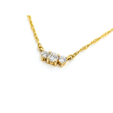 Necklace 3 Stone .50ctw Round Diamonds 14ky 16.5" 1.5mm 224082001