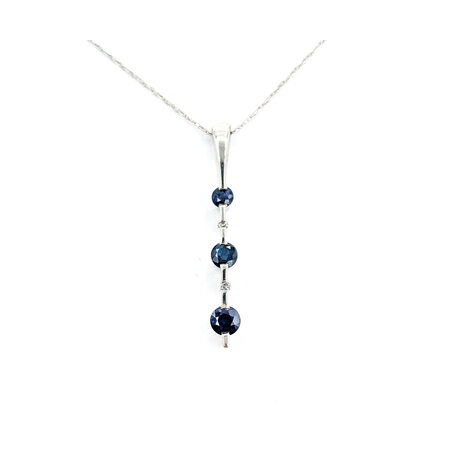 Pendant Drop W/Chain .01ctw Round Diamonds .33ctw Sapphire 25x3.5mm 14kw 18" 224081253