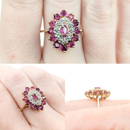 Ring .02ctw Round Diamonds 1.02ctw Ruby 10ky sz8 224080163