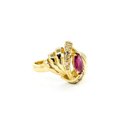 Ring .12ctw Round Diamonds .29ct Ruby 14ky sz5.25 224080160