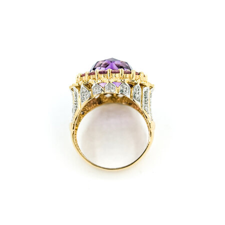 Ring .08ctw Round Diamonds 7.0ct Amethyst 1.26ctw Pink Tourmaline 14ky sz7 224080162