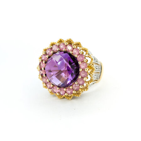 Ring .08ctw Round Diamonds 7.0ct Amethyst 1.26ctw Pink Tourmaline 14ky sz7 224080162