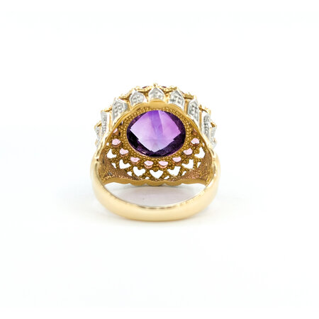 Ring .08ctw Round Diamonds 7.0ct Amethyst 1.26ctw Pink Tourmaline 14ky sz7 224080162