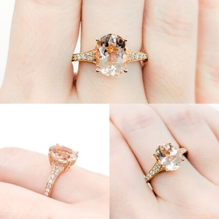 Ring Effy .25ctw Round Diamonds 3.20ct Morganite 18kr sz7 224080164