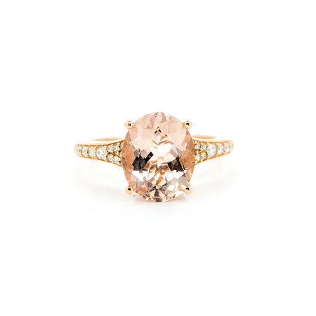 Ring Effy .25ctw Round Diamonds 3.20ct Morganite 18kr sz7 224080164