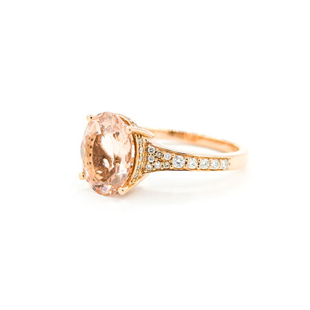 Ring Effy .25ctw Round Diamonds 3.20ct Morganite 18kr sz7 224080164