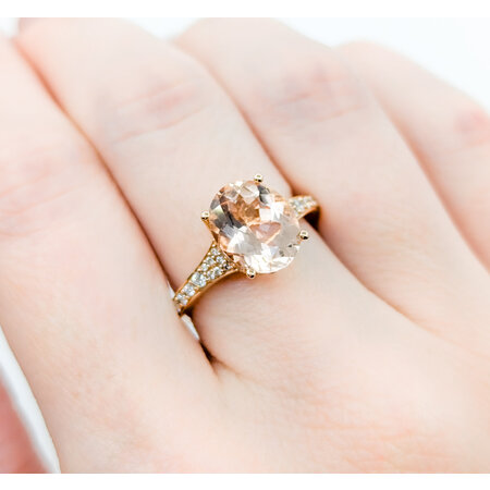 Ring Effy .25ctw Round Diamonds 3.20ct Morganite 18kr sz7 224080164