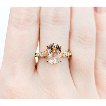 Ring Effy .25ctw Round Diamonds 3.20ct Morganite 18kr sz7 224080164