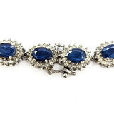  Bracelet 3.25ctw Round Diamonds 13.84ctw Sapphires 14kw Halo 7.5" 10mm 224083523