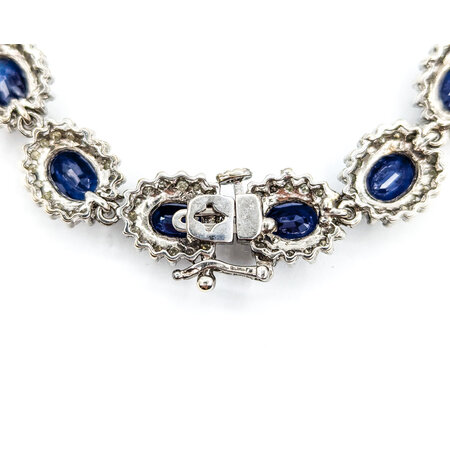 Bracelet 3.25ctw Round Diamonds 13.84ctw Sapphires 14kw Halo 7.5" 10mm 224083523