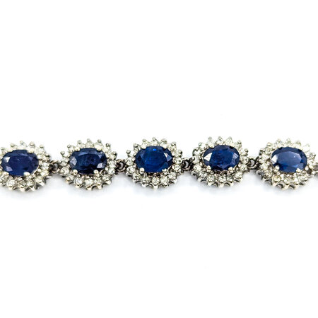 Bracelet 3.25ctw Round Diamonds 13.84ctw Sapphires 14kw Halo 7.5" 10mm 224083523