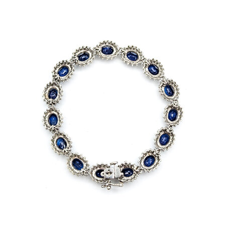 Bracelet 3.25ctw Round Diamonds 13.84ctw Sapphires 14kw Halo 7.5" 10mm 224083523