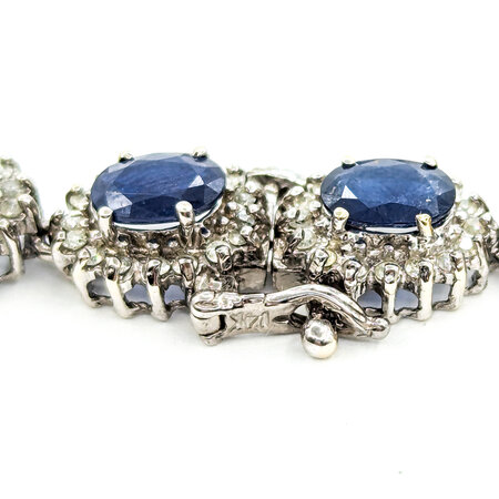 Bracelet 3.25ctw Round Diamonds 13.84ctw Sapphires 14kw Halo 7.5" 10mm 224083523