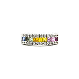  Ring Effy Rainbow .13ctw Single Cut Diamonds 1.10ctw Sapphires 14kw sz7 224080159