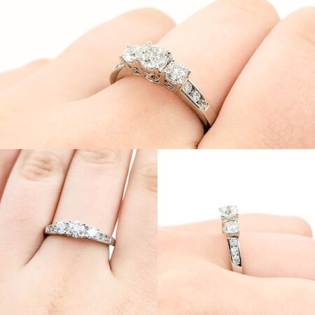 Ring Engagement 3-Stone .85ctw Round Diamonds 14kw sz7 124070302