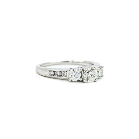 Ring Engagement 3-Stone .85ctw Round Diamonds 14kw sz7 124070302