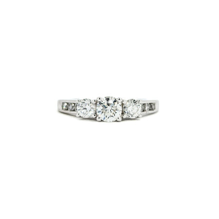 Ring Engagement 3-Stone .85ctw Round Diamonds 14kw sz7 124070302