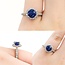 Ring Halo Gabriel & Co. .34ctw Round Diamonds 1.50ct Sapphire 14kw sz3.5 224080157