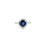  Ring Halo Gabriel & Co. .34ctw Round Diamonds 1.50ct Sapphire 14kw sz3.5 224080157