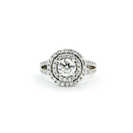 Ring Engagement Double Halo GIA:3235203799 .90ct Round Diamond .68ctw Diamonds 14kw sz6.5 224080305