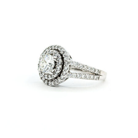 Ring Engagement Double Halo GIA:3235203799 .90ct Round Diamond .68ctw Diamonds 14kw sz6.5 224080305