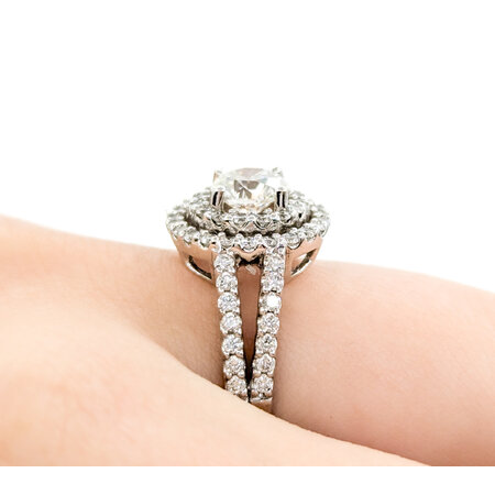 Ring Engagement Double Halo GIA:3235203799 .90ct Round Diamond .68ctw Diamonds 14kw sz6.5 224080305