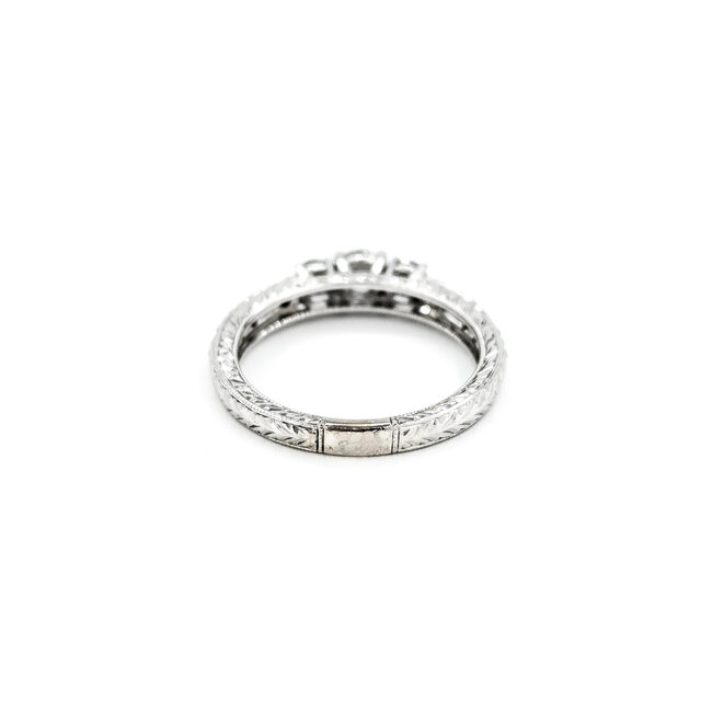 Ring Milgrain .29ctw Round & Baguette Diamonds 14kw 9x7.5mm Sz6.5 2.9g 125060023