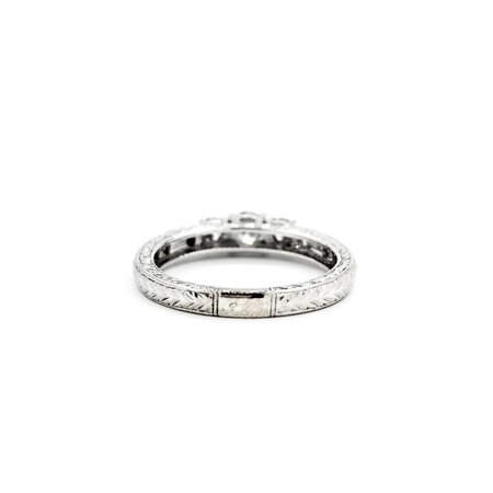 Ring Milgrain .29ctw Round & Baguette Diamonds 14kw 9x7.5mm Sz6.5 2.9g 125060023