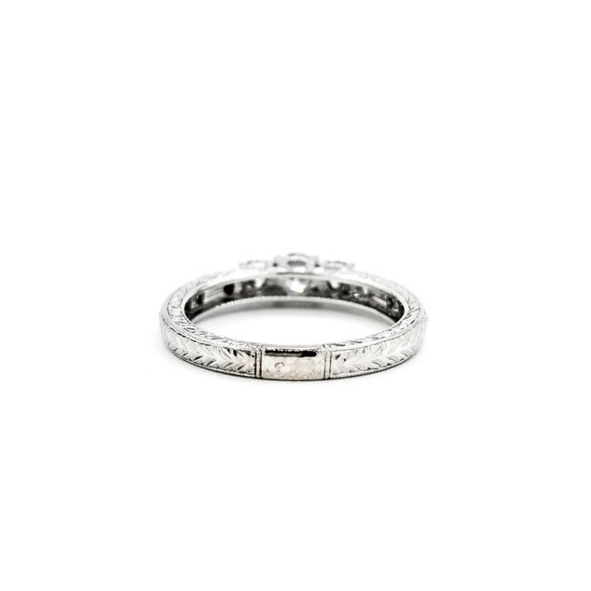 Ring Milgrain .29ctw Round & Baguette Diamonds 14kw 9x7.5mm Sz6.5 2.9g 125060023