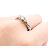  Ring Milgrain .29ctw Round & Baguette Diamonds 14kw 9x7.5mm Sz6.5 2.9g 125060023
