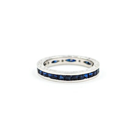 Ring Bridal Eternity Diamonds 1.50ctw Sapphire 18kw sz7.75 3.5mm 124060545