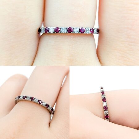 Ring Bridal Eternity .50ctw Round Diamonds .50ctw Ruby 18kw sz6.5 2.1mm 124060543