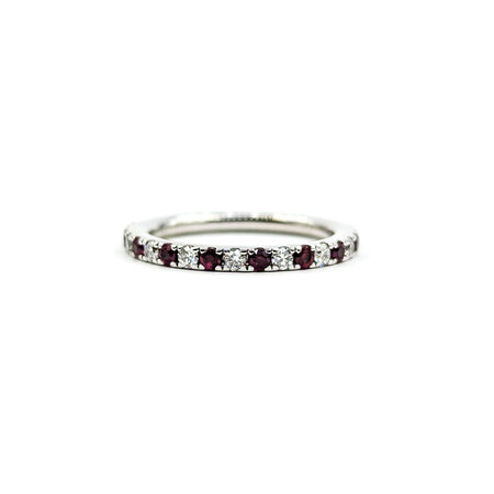 Ring Bridal Eternity .50ctw Round Diamonds .50ctw Ruby 18kw sz6.5 2.1mm 124060543